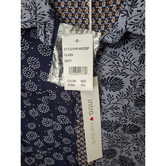 Intro Rayon Mixed Pattern Roll-Tab Sleeve Button-Up Shirt SIze PXL NWT - Picture 4 of 8